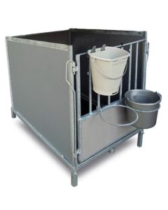 KALVERBOX MOBIEL KUNSTSTOF 90 X 130 CM Zonder dak, met stro-kering en emmerbeugel 3057