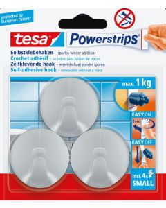 TESA POWERSTRIPS SMALL CHROOM 3 STUKS